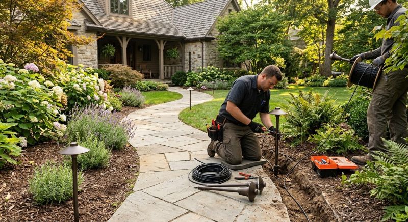 Sidewalk Lighting Installation in Overland Park, KS